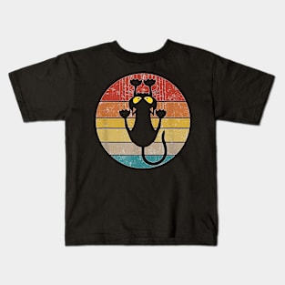 Cat  Retro Vintage Colors With Scratching Cat Kids T-Shirt